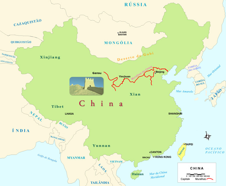 Mapa Grande Muralha da China