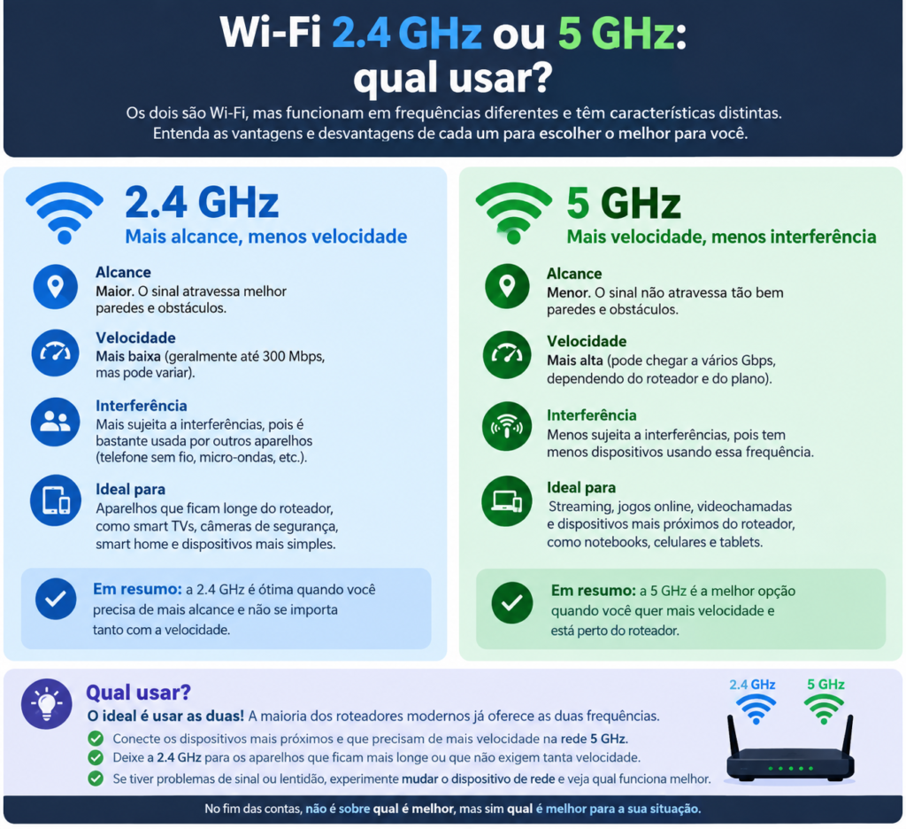 Wi-Fi 2.4 GHz ou 5 GHz: qual usar?