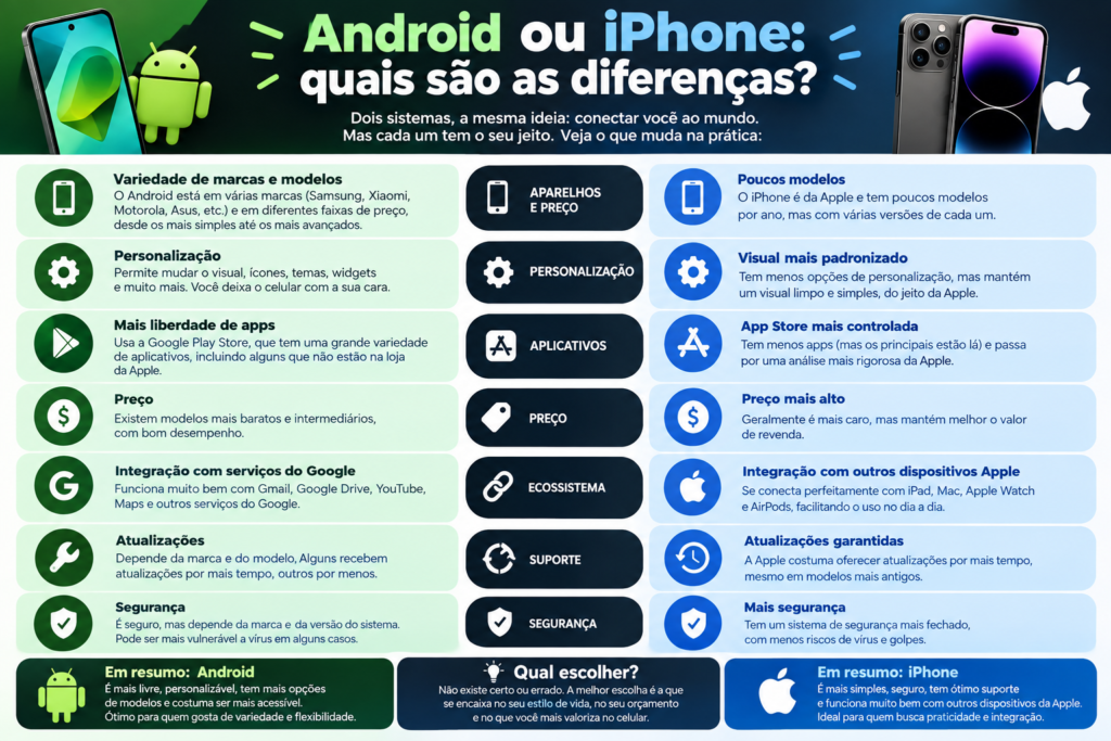 Android ou iPhone: quais são as diferenças?